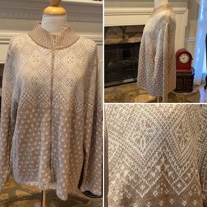 Norton McNaughton Cardigan Sweater Zip Front New with tags XL Tan Wool Blend